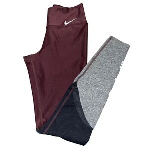 Nike Dri-FIT Colorblock Mesh Leggings Women's Size XS Black Gray Athletic